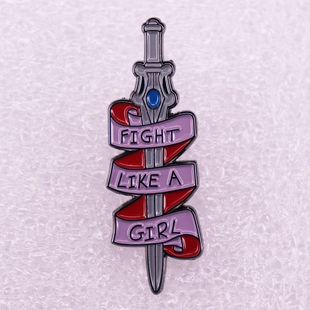 Fight like a girl Feminist Brooch Medallion pin