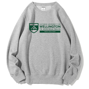 VUW惠灵顿维多利亚大学圆领卫衣加绒宽松外套情侣无帽ins潮长袖