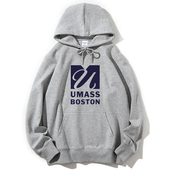UMass Boston麻省大学波士顿分校连帽加绒卫衣百搭宽松班服聚会