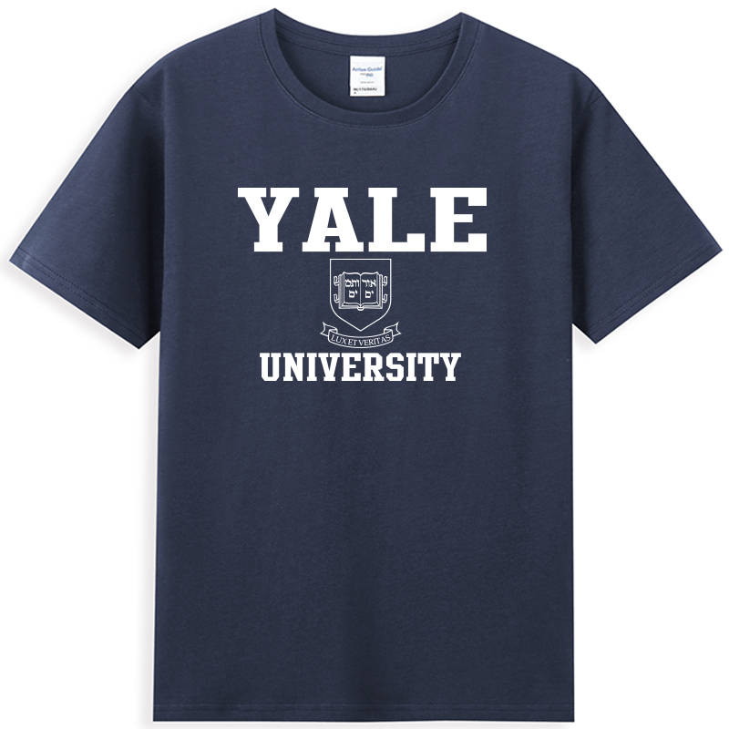 YALE 常春藤联盟美国耶鲁大学名校纪念衫印花宽松圆领T恤校服短袖 男装 T恤 原图主图