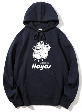 美国乔治城大学GEORGETOWN HOYAS 斗牛犬标志套头口袋宽松卫衣