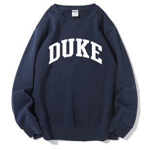 杜克大学纪念品Duke University班服校服留学生圆领加绒卫衣聚会