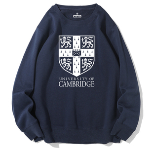 新品Cambridge剑桥大学周边 套头圆领加绒宽松卫衣校服可定制图案