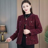 外套中老年女春季 显瘦气质短款 毛呢小香风西服 春秋新款 年轻妈妈装
