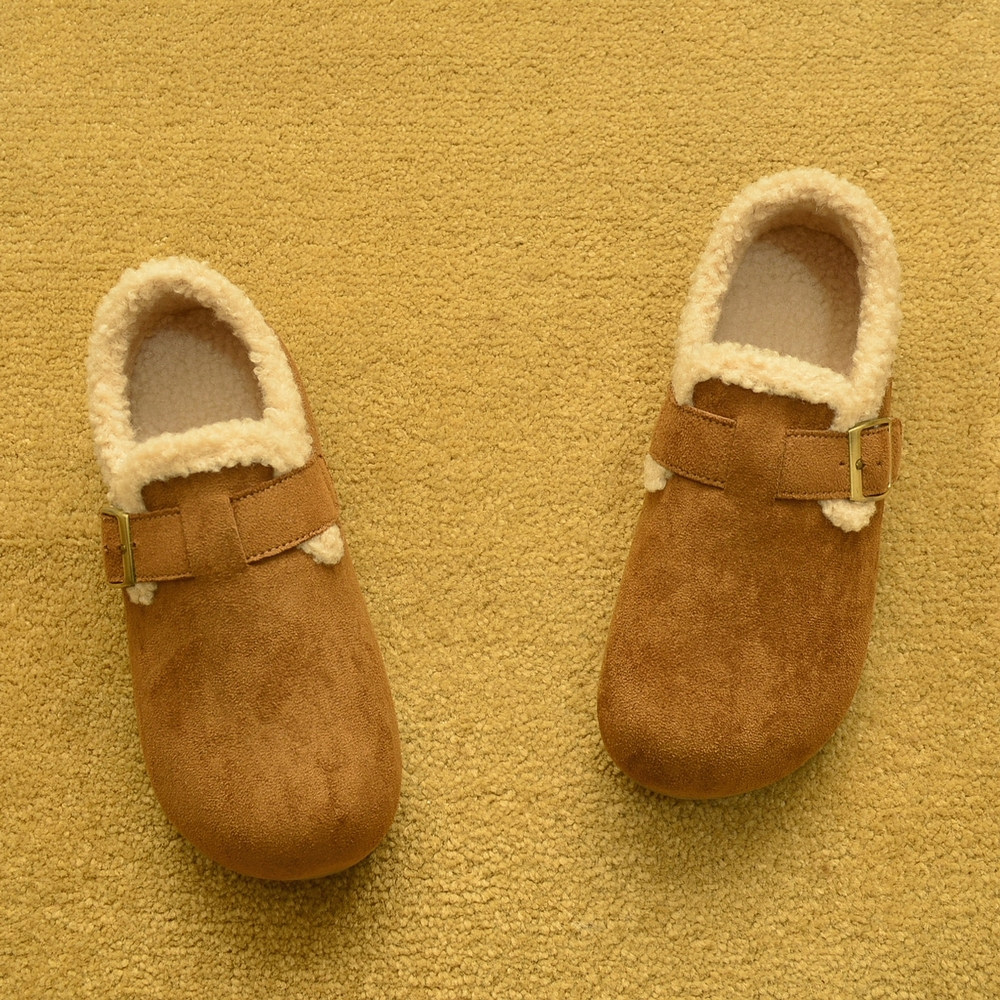 2025新款外贸秋季真皮勃肯鞋羊羔毛平底单鞋豆豆鞋乐福鞋毛毛鞋女,女鞋,乐福鞋（豆豆鞋）,淘宝优惠券,粉丝福利购,淘宝优惠卷