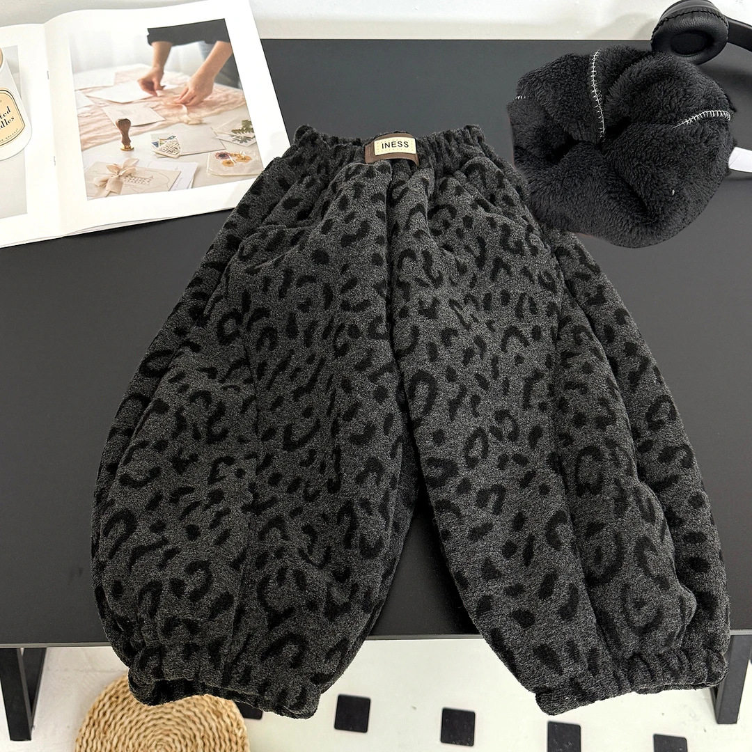 新款儿童豹纹加绒裤秋冬韩版宽松保暖弯刀裤休闲长裤,童装/婴儿装/亲子装,裤子,淘宝优惠券,粉丝福利购,淘宝优惠卷