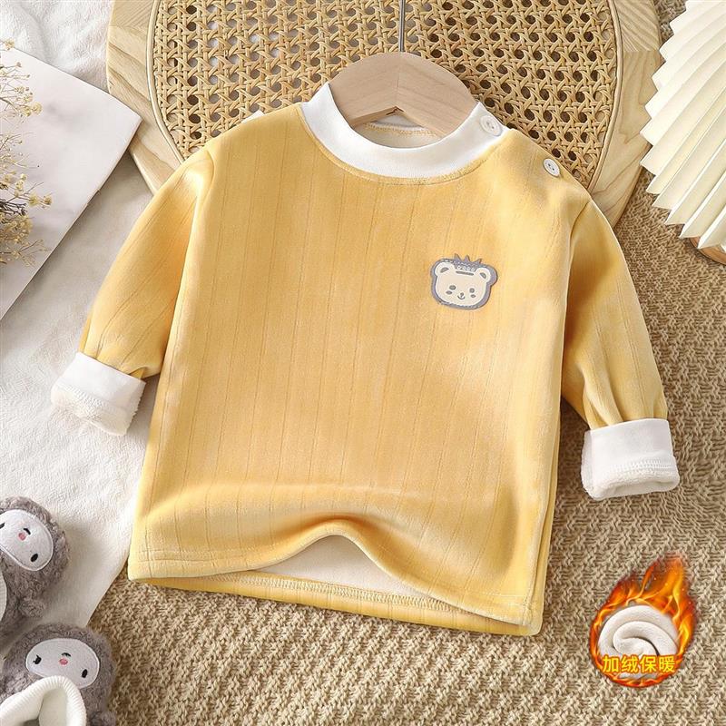 儿童加绒加厚打底衫秋冬