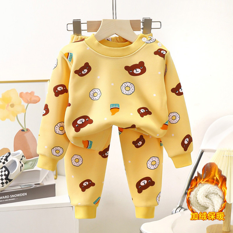 儿童秋衣套装宝宝睡衣婴儿衣服男童女童秋冬季加绒加厚家居服