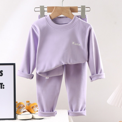 儿童新款秋冬德绒保暖家居服套装男童女童秋衣秋裤两件套内衣套装