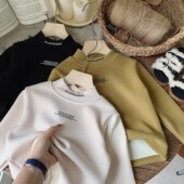 中大童男女童上衣 加绒打底T恤德绒保暖中高领韩版 儿童冬季 新款