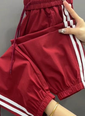 夏季速干显瘦女哈伦束脚九分裤