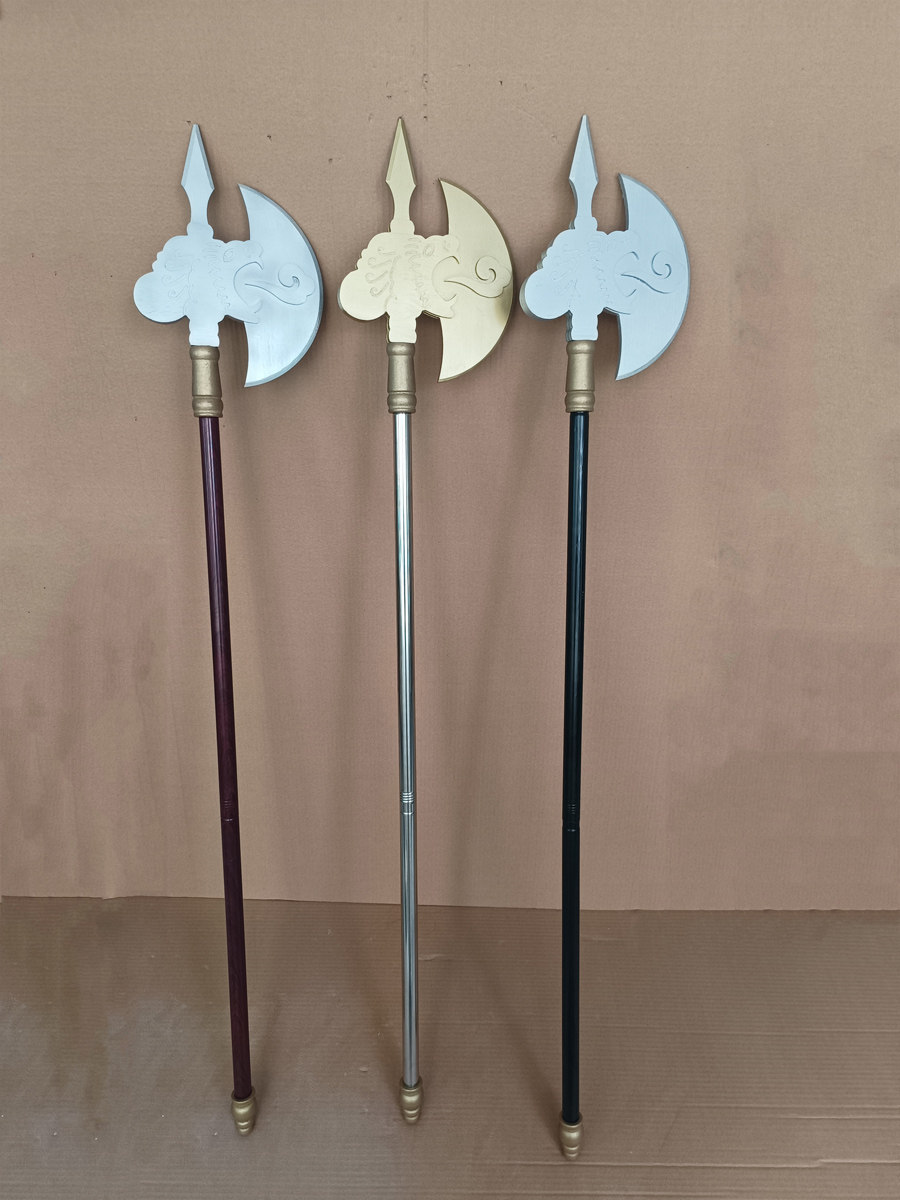 古代三国兵器玩具道具长柄开山斧徐质武器影视舞台拍摄饭店装饰