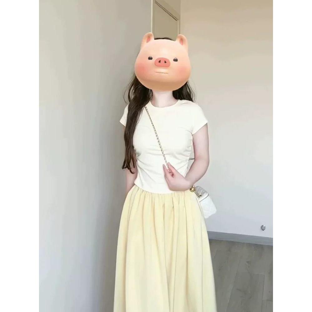 白色正肩显瘦纯棉短袖t恤女装2025新款春夏季修身设计感纯欲上衣