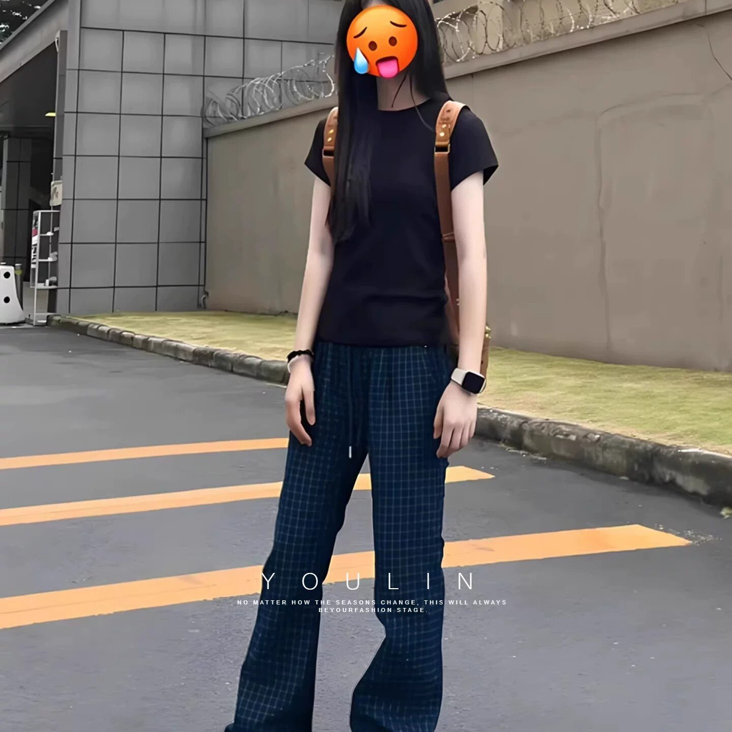 2026新款复古格子阔腿运动套装