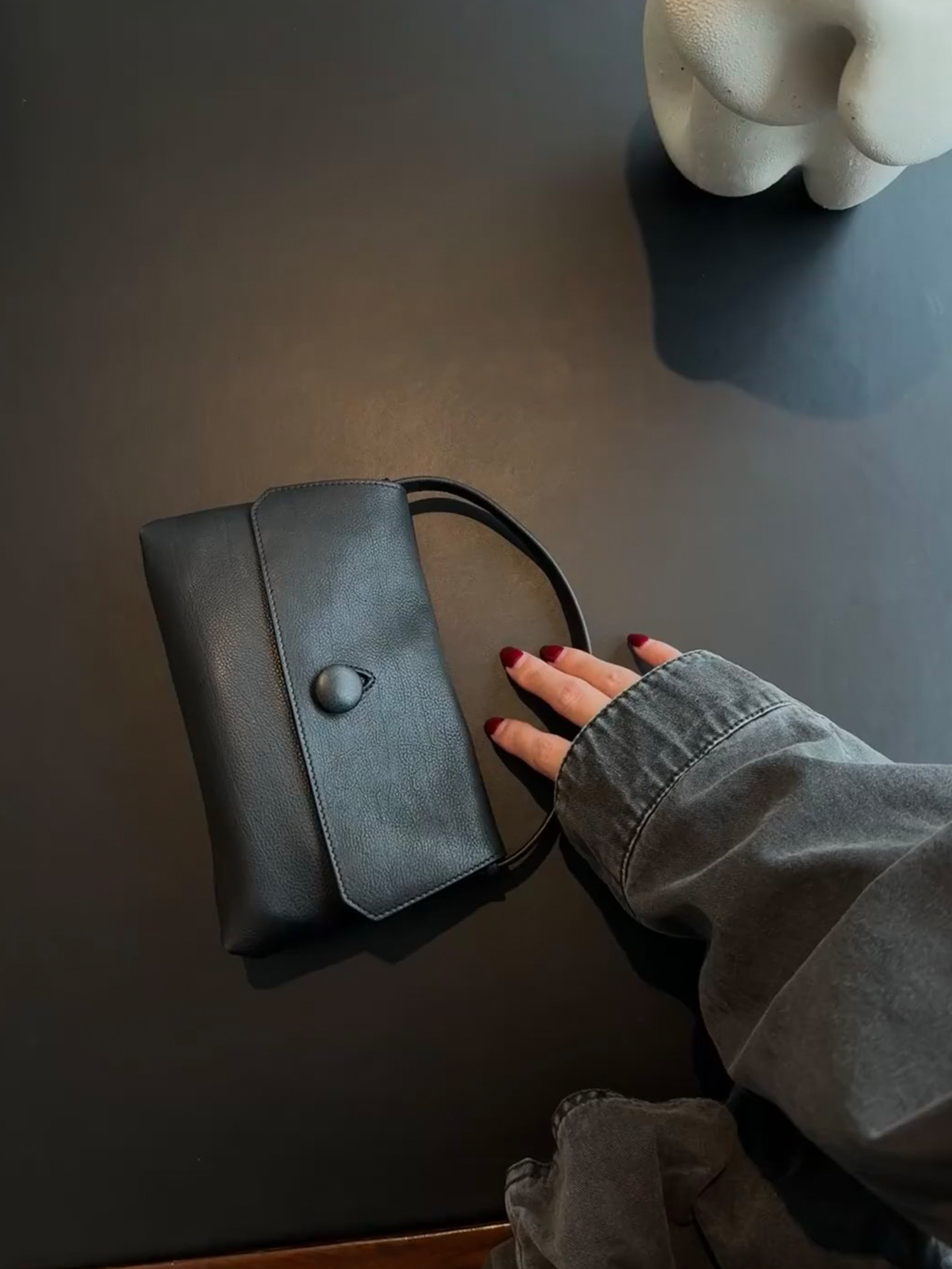 thumbnail for Sally bag, Italian cowhide handbag, Row minimalist genuine leather phone bag, small square handbag, hand-held handbag