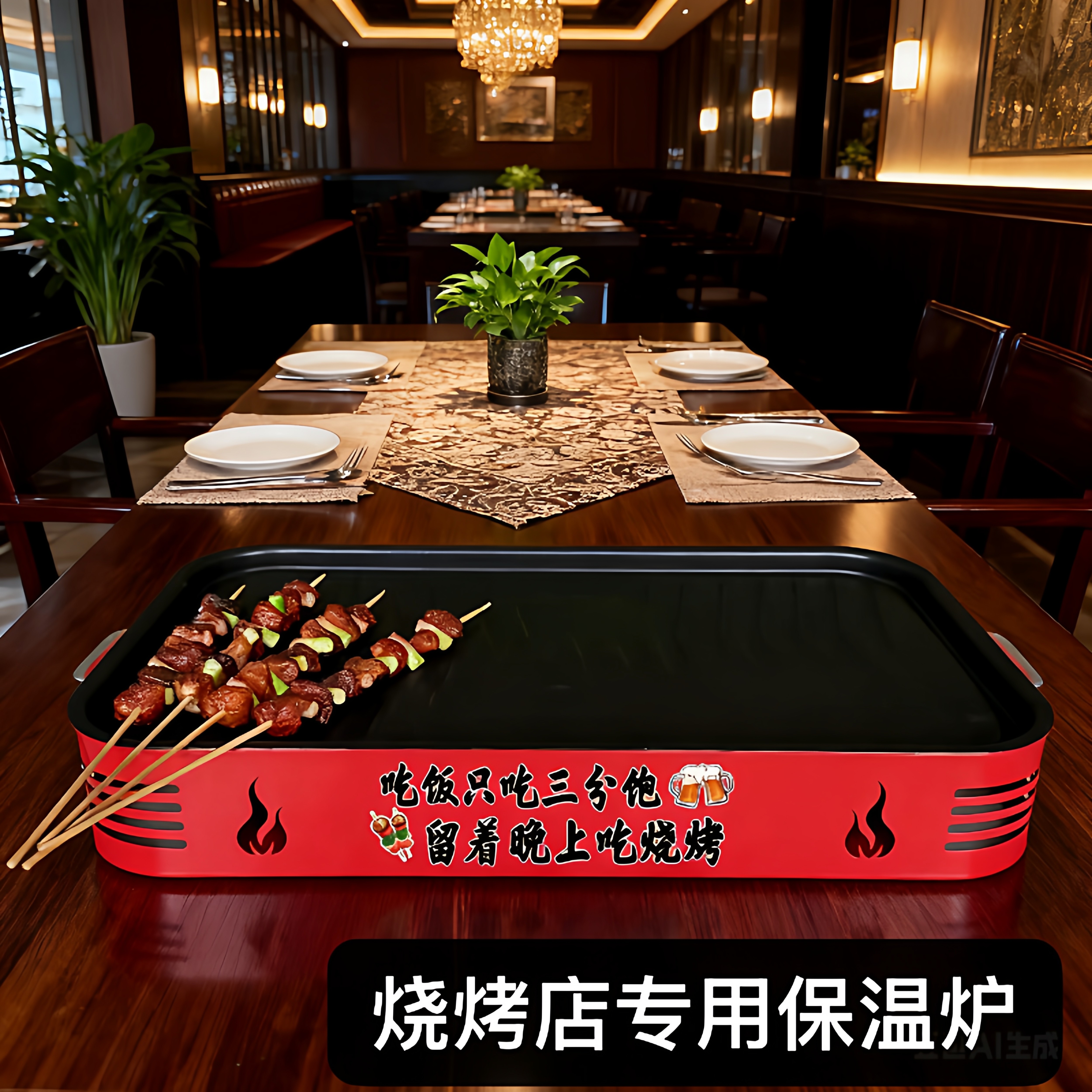 烧烤店用商用烧烤保温炉不锈钢热串神器加热炉热串保温盘烧烤加热