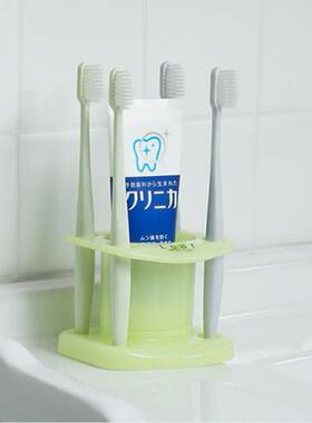 日本进口创意牙刷座牙刷牙膏收纳架免打孔卫浴牙刷多孔置物收纳