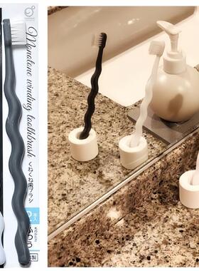 日本原装小头细毛牙刷波浪手柄多支家庭装纳米粒子抗菌防臭带盖