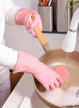 日本进口家务厨房PVC手套女洗碗衣清洁专用耐用型防滑乳橡胶皮