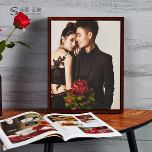 做摄影展览艺术相框定制结婚礼照片放大打印 简爱印象 实木油画框