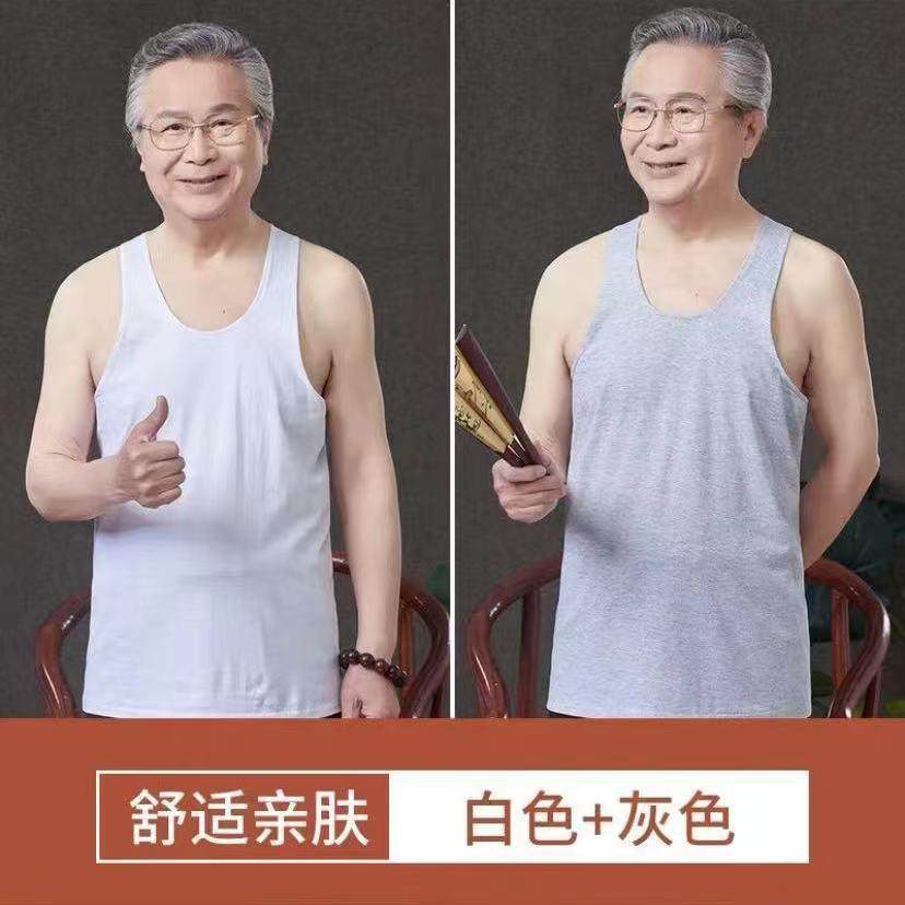 中老年男士背心纯棉宽松加肥加大汗布吊带跨栏背心男内衣休闲汗衫