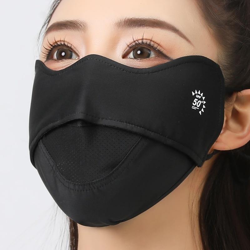 夏季冰丝透气防晒口罩女全脸护眼角防紫外线夏天薄款跑步遮阳面罩