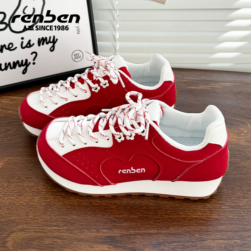 人本厚底德训鞋女运动圆头阿甘鞋