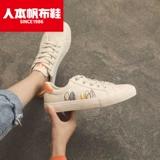 人本 Tide, белая обувь, универсальные трендовые низкие туфли, популярно в интернете, с вышивкой, коллекция 2021