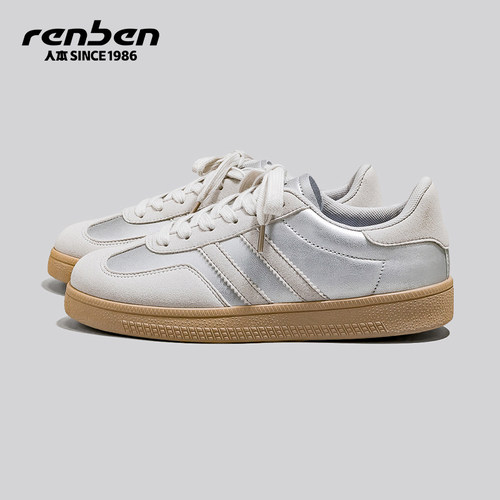 人本德训鞋女小众复古小白鞋板鞋