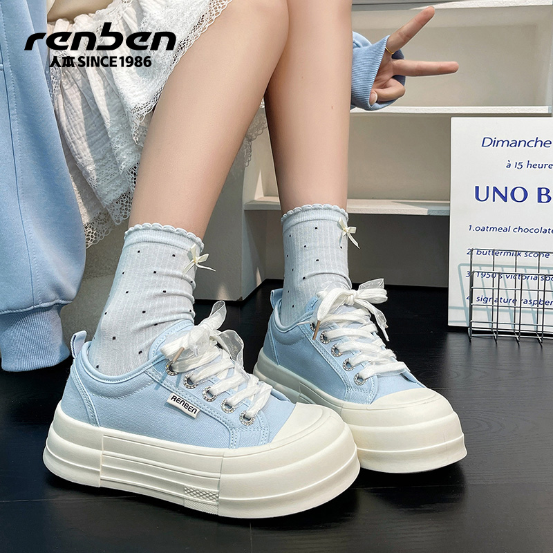 人本厚底增高5cm休闲帆布鞋