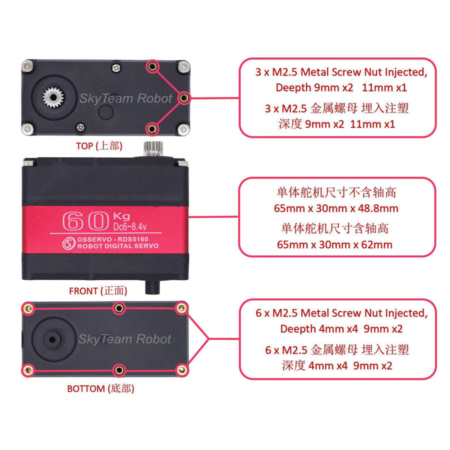 RDS5160 60kg金属齿数码大扭矩力双轴舵机机器人机械臂180270舵机高性价比高么？