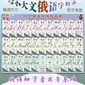 俄罗斯语文字母大小手写体发音规则表元 辅音组规律墙贴纸挂图海报