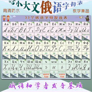 俄罗斯语文字母大小手写体发音规则表元辅音组规律墙贴纸挂图海报