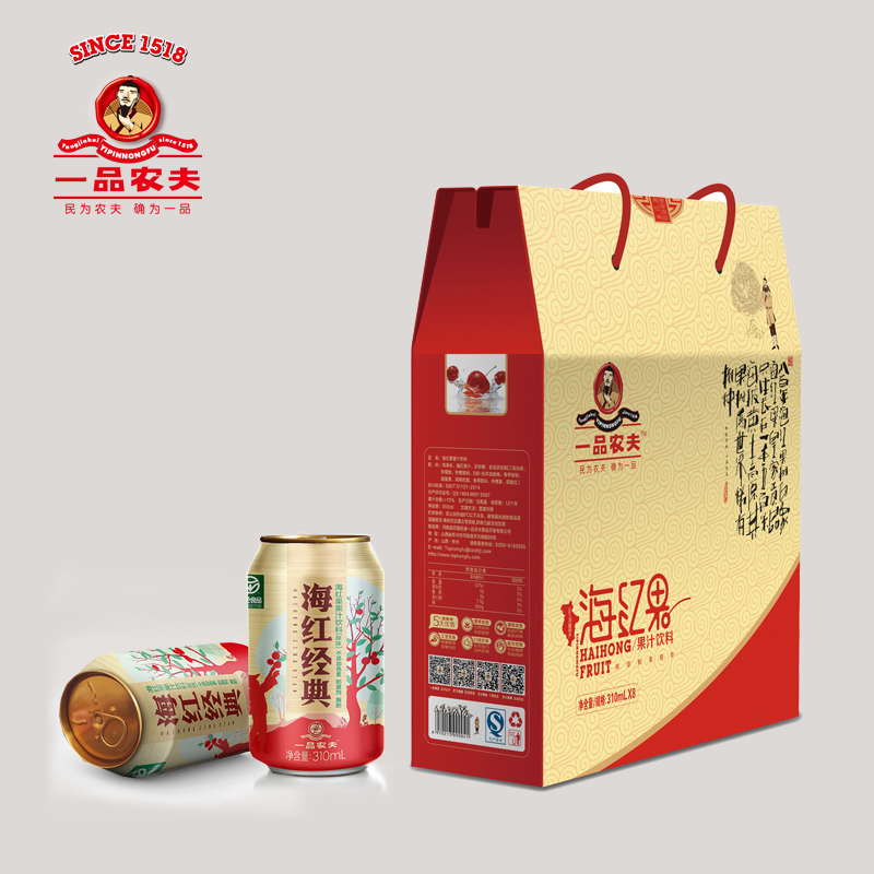 山西特产河曲海红蜜食品一品农夫原味海红果汁饮料310ml*8礼盒装-封面