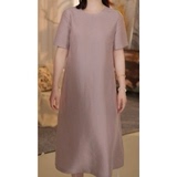 凤轩阁 2025新款 双宫茧国风复古时尚圆领连衣裙 25063