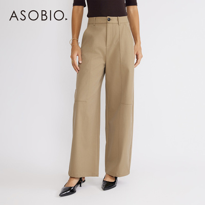 Asobio斜纹分割精裁工装阔腿裤2025秋冬通勤休闲设计感长裤女242