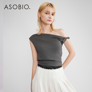 Asobio设计感斜肩T恤2025秋冬新品 气质通勤上衣女士162 简约时尚