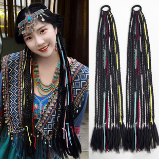 民族风辫子假发辫子女长发仿真发丝马尾云南苗疆假发辫子假发饰品