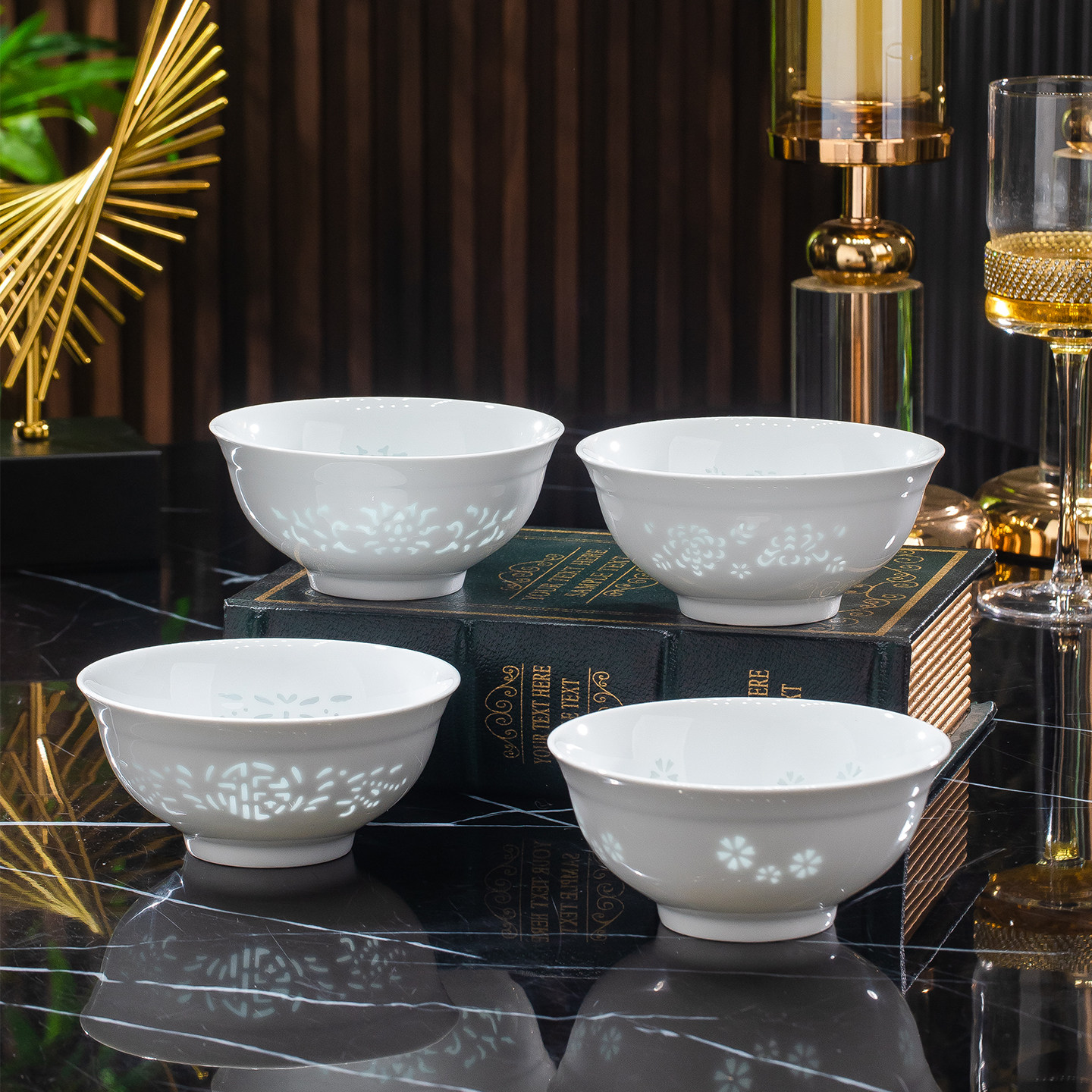景德镇玲珑碗高温釉下彩餐具图片