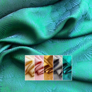 提花重绉 提花交织真丝面料 桑波缎 旗袍 汉服 提花面料布料松针