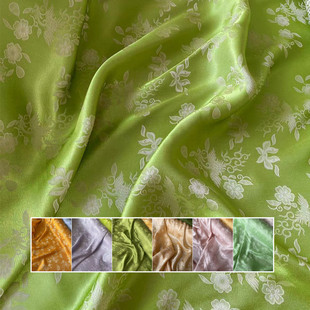 提花缎真丝交织提花面料凤舞九天提花重绉旗袍汉服布料中国风手工