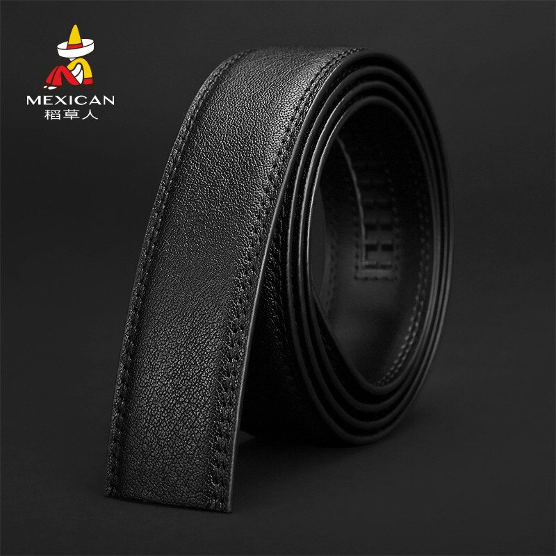 稻草人纯男士自动扣皮带带身男休闲素身带无头腰带牛皮裤带软正品
