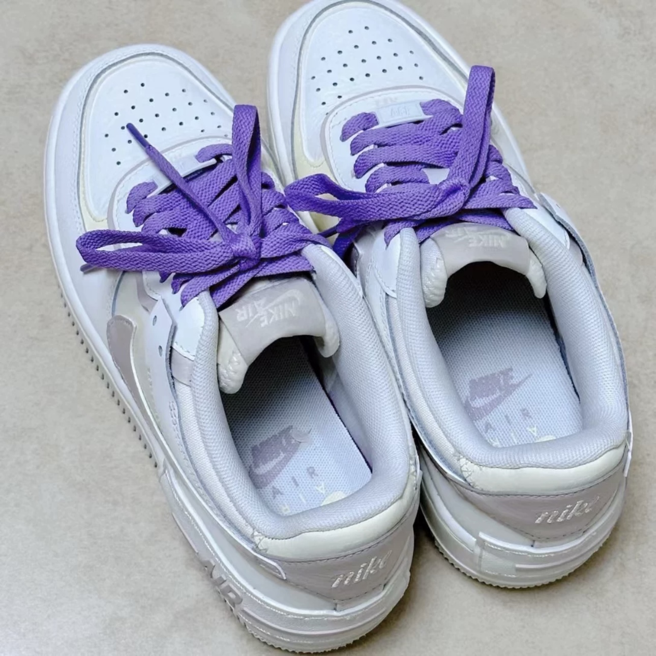 适配AF1空军一号shadow米紫色浅紫色麻绳圆形半圆扁形鞋带diy鞋扣