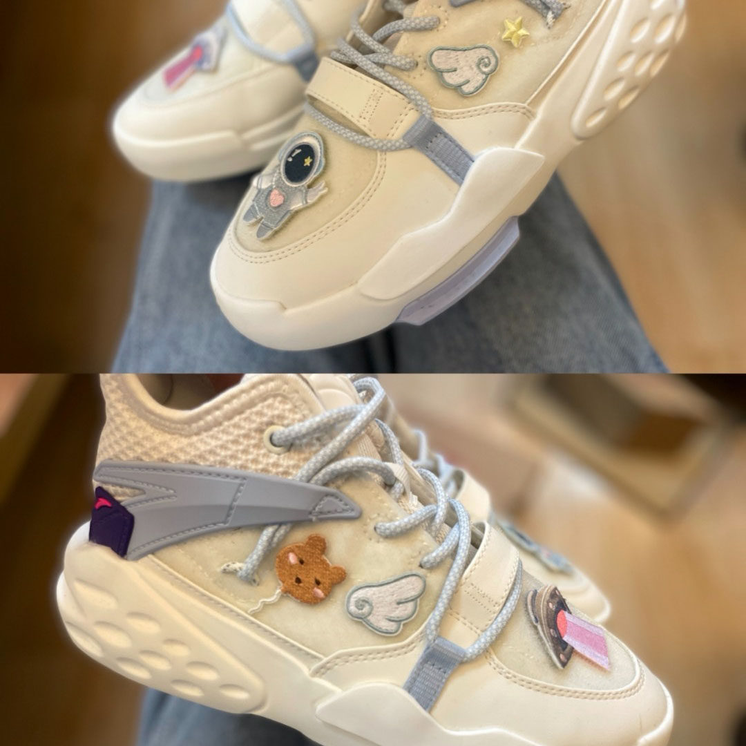 适配安踏anta霸道白蓝布贴af1配件饰装饰卡通蝴蝶结飞翼白鞋鞋扣