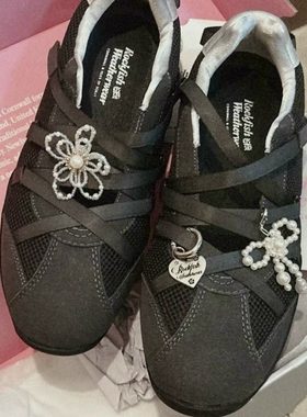 适配德训鞋板鞋rockfish鞋带扣暗黑蝴蝶黑白格子鞋带扣鞋花配饰