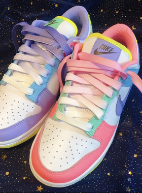 nike适配dunk low candy彩蛋糖果女款紫色粉色渐变水果七彩鞋带
