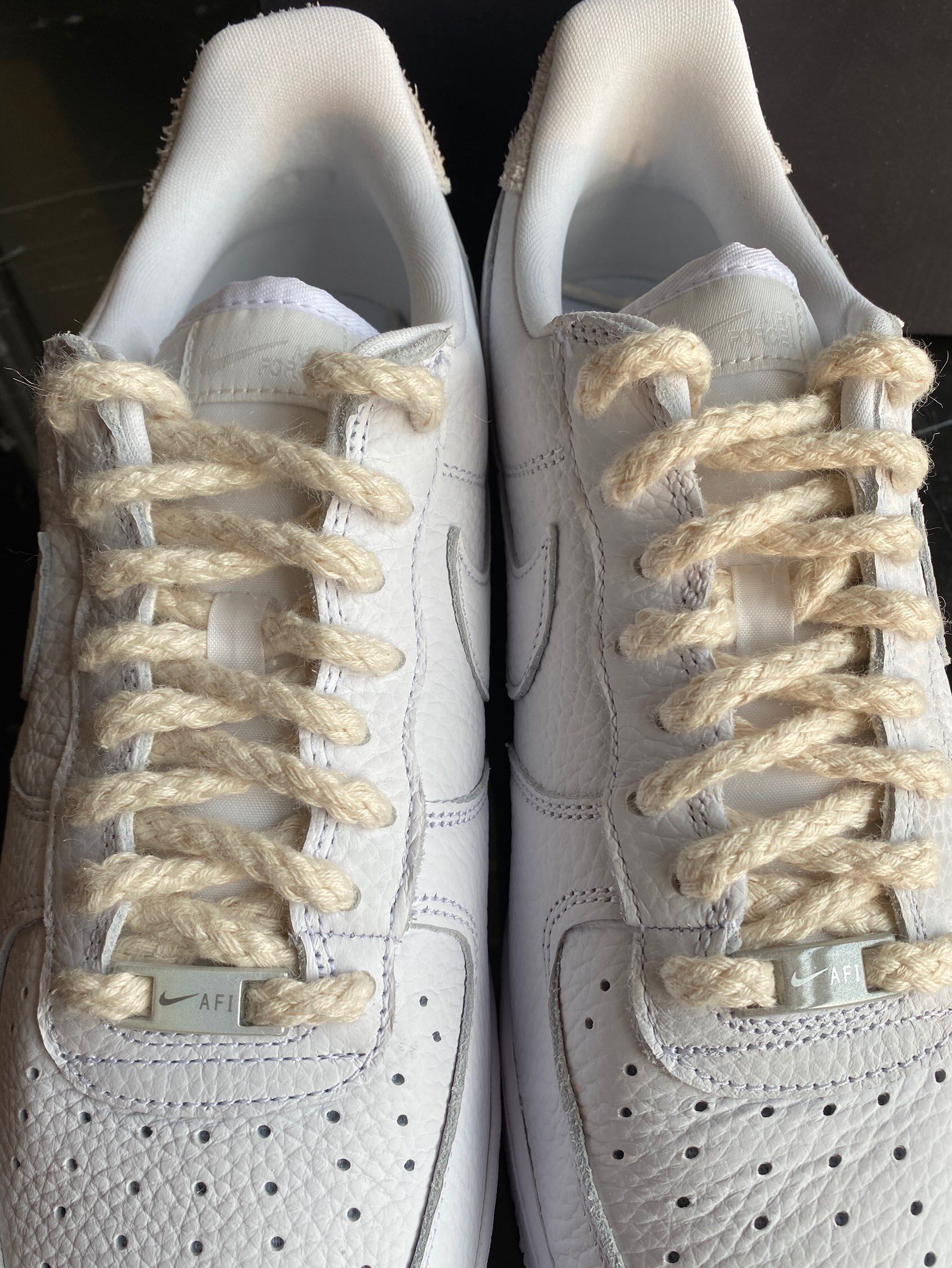 适配af1 air force1 麻绳白灰荔枝皮空军一号米白卡其色粗绳鞋带