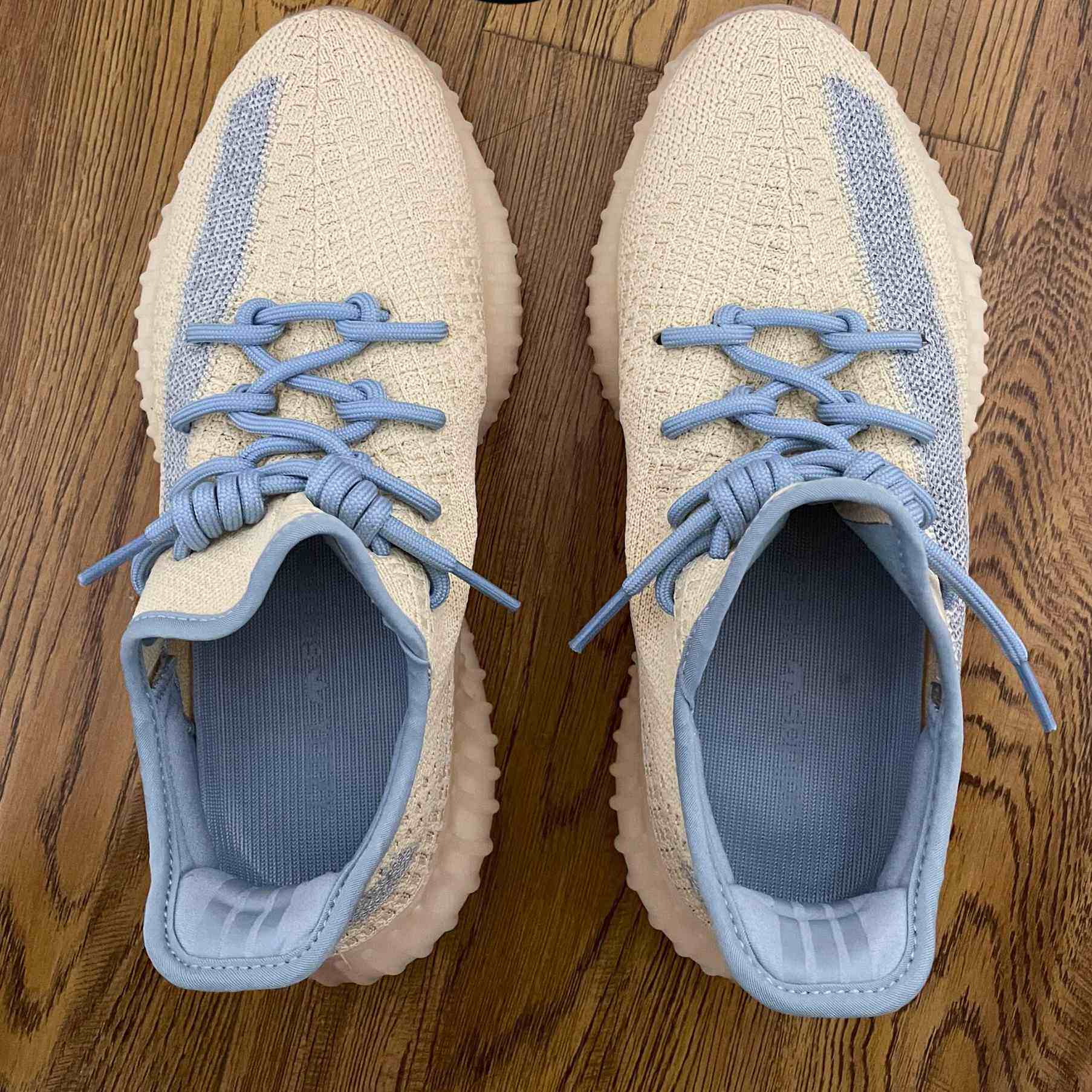 适配阿迪椰子350v2linen麻布奶油yeezy粉蓝满天星3m反光圆形鞋带