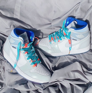 白蓝小dir篮球鞋 适配aj1耐克zoom racer blue 带 夏威夷薄荷绿鞋