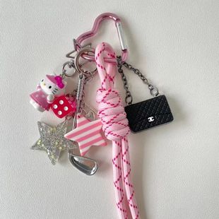 miu系挂绳保龄球包包挂件编织绳登山兔子KT猫复古钥匙扣多用配饰